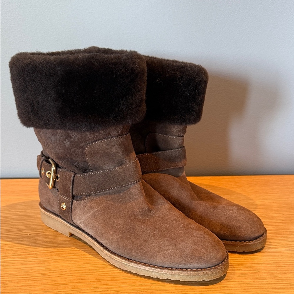 Louis Vuitton Brown Suede Boots